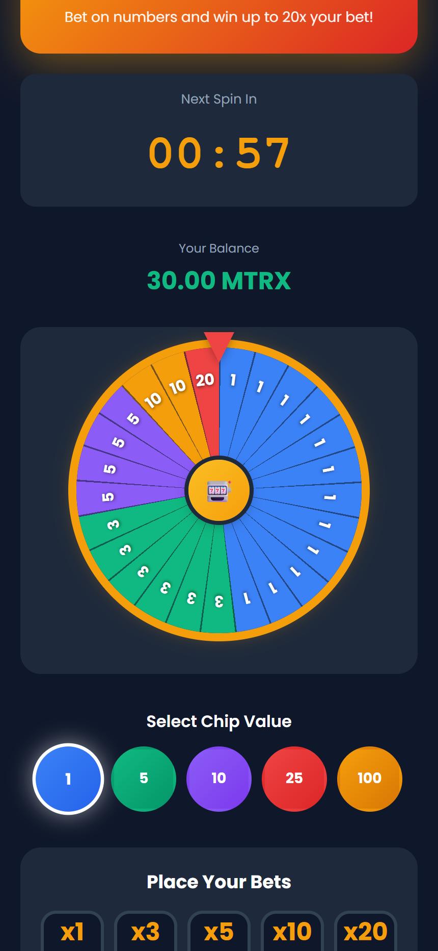 Crazy Wheel screen